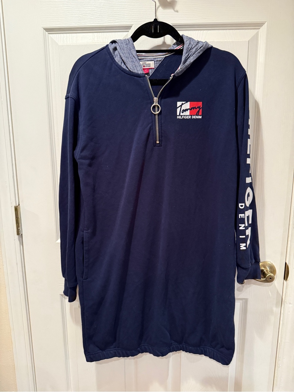 Tommy Hilfiger Navy Blue Zip Oversized Hoodie Dress